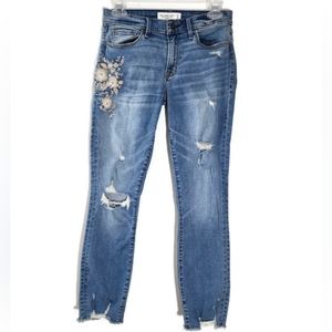 Abercrombie Super Skinny Ankle Mid Rise Floral Jean Size 27